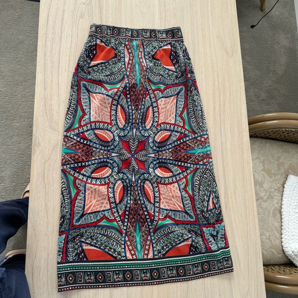 Anthropologie Maeve Geoda printed silk midi skirt - Picture 2 of 14
